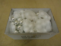 Designer Box of Balls Decorative 1in Diameter Shiny Silver Glass -- New
