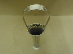 Designer Flower Vase Decorative 12in H x 5in D Chrome Traditional Handle Brass -- New