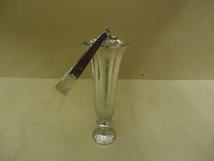 Designer Flower Vase Decorative 12in H x 5in D Chrome Traditional Handle Brass -- New