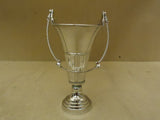 Designer Flower Vase 9in H x 5in Diameter Chrome Traditional Handle Round Brass -- New