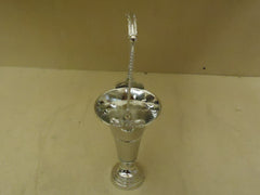 Designer Flower Vase 9in H x 5in Diameter Chrome Traditional Handle Round Brass -- New
