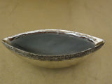Designer Flower Pot 11in L x 4in D x 3 3/4in H Shiny Chrome Modern Boat Glass -- New
