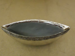 Designer Flower Pot 11in L x 4in D x 3 3/4in H Shiny Chrome Modern Boat Glass -- New