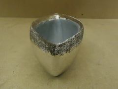 Designer Flower Pot 11in L x 4in D x 3 3/4in H Shiny Chrome Modern Boat Glass -- New