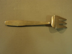 Handcrafted Vintage Serving Beef Fork 9 3/4-in Thailand Buddha Flatware Brass -- Used