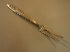 Handcrafted Vintage Serving Fork 2 Tine Pot 10 7/8-in Thailand Buddha Brass -- Used