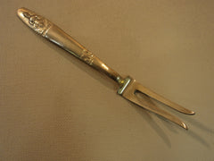 Handcrafted Vintage Serving Fork 2 Tine Pot 10 7/8-in Thailand Buddha Brass -- Used