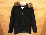 Jones New York Jacket Coat Fur Accent Polyester 100% Female Adult 8 Blacks Solid -- Used