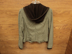 Doki Geki Coat Hooded Polyester/Rayon Female Adult M Browns Plaids & Checks -- Used