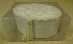 Heirloom Lace Collection Oval Box 4 1/2in x 3 1/2in x 2 1/2in Fabric Wood -- New