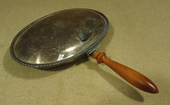 Poole Silver 3810 Opening Clam Shell Dish 10in x 8in x 3in Wood Silver Metal -- Used
