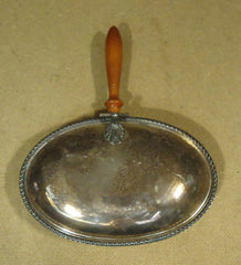 Poole Silver 3810 Opening Clam Shell Dish 10in x 8in x 3in Wood Silver Metal -- Used