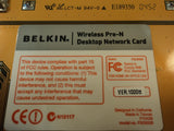 Belkin Wireless PC Card Pre-N Desktop Network IEEE 802.11b/g 2.4 GHz F5D8000 -- New