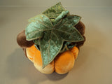 Standard Stuffed Pumpkin Bear 8-in Orange/Brown/Green Soft Polyester Fiber -- Used