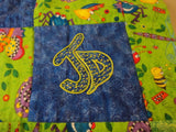 Handmade Baby Blanket 40-in x 40-in Dragonfly Bees Caterpillars Polyester Cotton -- Used