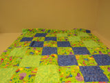 Handmade Baby Blanket 40-in x 40-in Dragonfly Bees Caterpillars Polyester Cotton -- Used