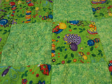 Handmade Baby Blanket 40-in x 40-in Dragonfly Bees Caterpillars Polyester Cotton -- Used