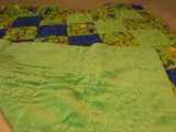 Handmade Baby Blanket 40-in x 40-in Dragonfly Bees Caterpillars Polyester Cotton -- Used