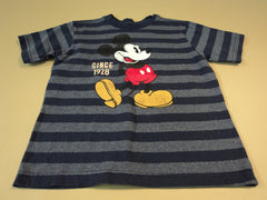 Disney Store Boys T-Shirt Mikey Mouse Cotton Polyester 4XS Blues Striped -- Used