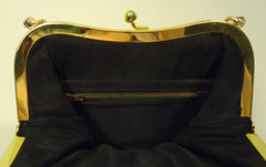 Generic Purse Felt Female Adult Clutch Black/Gold Solid 61-57gg -- New No Tags