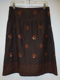 Old Navy Skirt Cotton Female Adult 6 Brown/Orange Dots/Beaded 67-58ON -- New with Defect