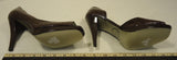JS Open Toe Heels Shoes Man Made Female Adult 8 1/2 B Brown Snake Skin 16-210js -- New No Tags