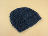 Handcrafted Slouchy Hat Ocean Blue Textured 100% Merino Wool Female Adult -- New No Tags