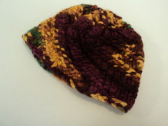 Handcrafted Baby Hat Green Gold Brown Textured 100% Merino Wool Unisex Kids 0-1 -- New No Tags
