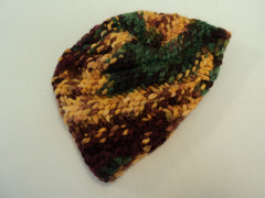Handcrafted Baby Hat Green Gold Brown Textured 100% Merino Wool Unisex Kids 0-1 -- New No Tags
