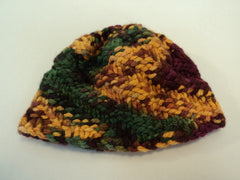 Handcrafted Baby Hat Green Gold Brown Textured 100% Merino Wool Unisex Kids 0-1 -- New No Tags