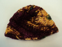 Handcrafted Baby Hat Green Gold Brown Textured 100% Merino Wool Unisex Kids 0-1 -- New No Tags