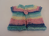 Handcrafted Girls Baby Sweater Pink Blue Yellow 100% Acrylic Female 0-1 Striped -- New No Tags