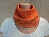 Handcrafted Wrap Cowl Orange Textured Merino Wool Female Adult -- New No Tags