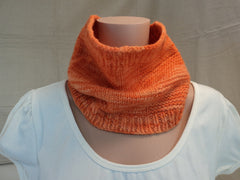 Handcrafted Wrap Cowl Orange Textured Merino Wool Female Adult -- New No Tags