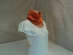 Handcrafted Wrap Cowl Orange Textured Merino Wool Female Adult -- New No Tags