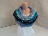 Handcrafted Wrap Reversible Cowl Teal Unique Wool Acrylic Female Adult -- New No Tags
