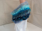 Handcrafted Wrap Reversible Cowl Teal Unique Wool Acrylic Female Adult -- New No Tags