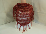 Handcrafted Shawl Wrap Burgundy Hand Spun Merino Wool Silk Mix Female Adult -- New No Tags