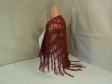Handcrafted Shawl Wrap Burgundy Hand Spun Merino Wool Silk Mix Female Adult -- New No Tags