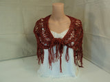 Handcrafted Shawl Wrap Burgundy Hand Spun Merino Wool Silk Mix Female Adult -- New No Tags