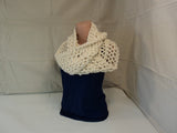 Handcrafted Cowl Wrap Cream Textured Merino Wool Infinity Female Adult -- New No Tags