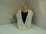 Handcrafted Cowl Wrap Cream Textured Merino Wool Infinity Female Adult -- New No Tags
