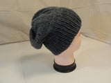 Handcrafted Reversible Slouchy Hat Medium Gray Textured 100% Merino Wool Female -- New No Tags