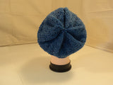 Handcrafted Reversible Slouchy Hat Ocean Blue Textured 100% Merino Wool Female -- New No Tags
