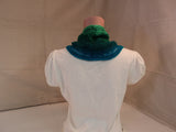 Handcrafted Cowl Blues and Greens Drop Stitch 100% Wool Female Adult Striped -- New No Tags