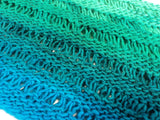 Handcrafted Cowl Blues and Greens Drop Stitch 100% Wool Female Adult Striped -- New No Tags