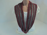 Handcrafted Wrap Cowl Gray Pink Sequins Merino Wool Mohair Female Striped -- New No Tags