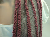 Handcrafted Wrap Cowl Gray Pink Sequins Merino Wool Mohair Female Striped -- New No Tags