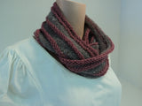 Handcrafted Wrap Cowl Gray Pink Sequins Merino Wool Mohair Female Striped -- New No Tags