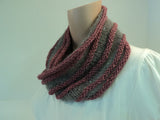 Handcrafted Wrap Cowl Gray Pink Sequins Merino Wool Mohair Female Striped -- New No Tags